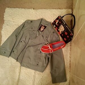 Decree gray studded cropped jacket